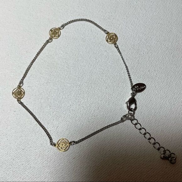 Lia Sophia silver and gold medallion ankle bracelet - Picture 3 of 6